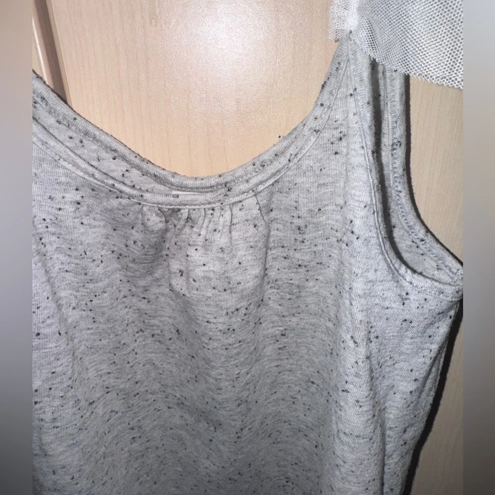 GAP Girls Size L 10/12 Gray Ruffle Tulle Sleeve Tank Top